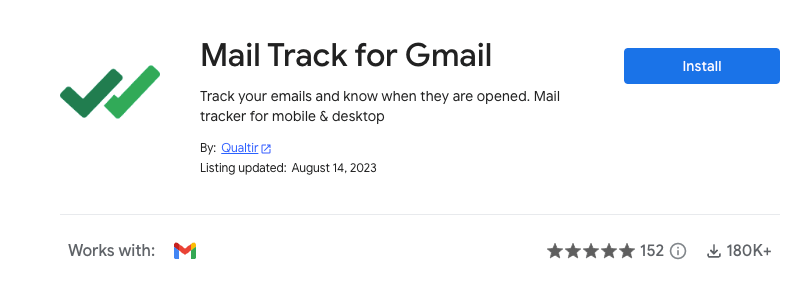 Install Mail Track for Gmail from the Google Workspace Marketplace